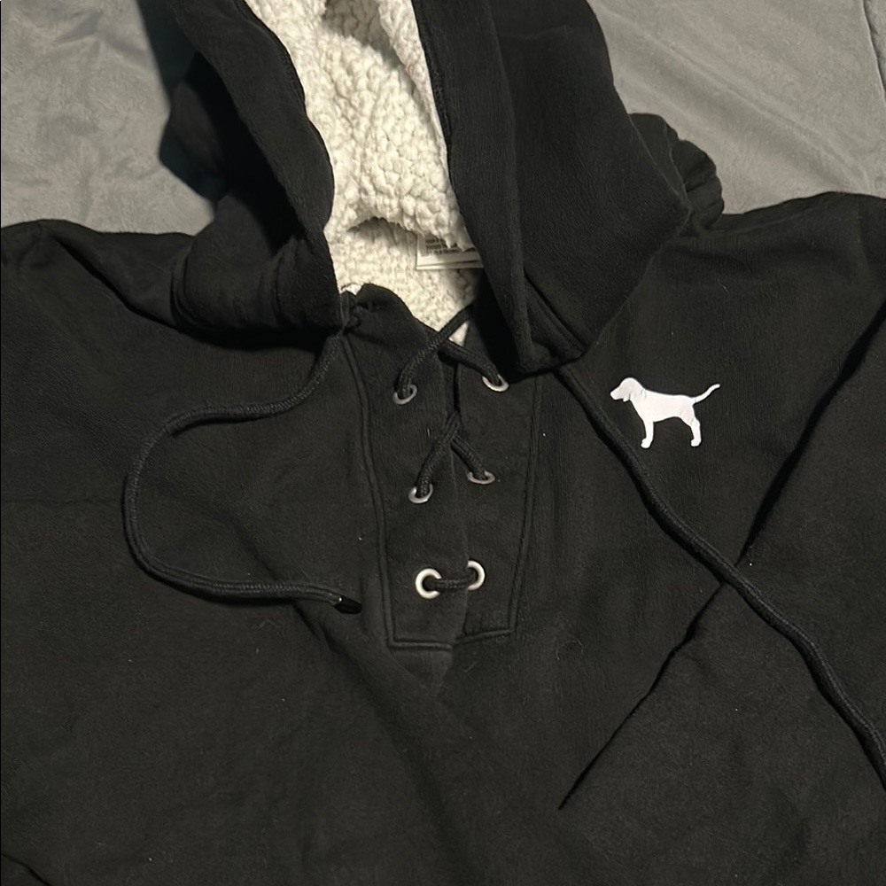 Victoria's Secret Black Lace-Up Hoodie